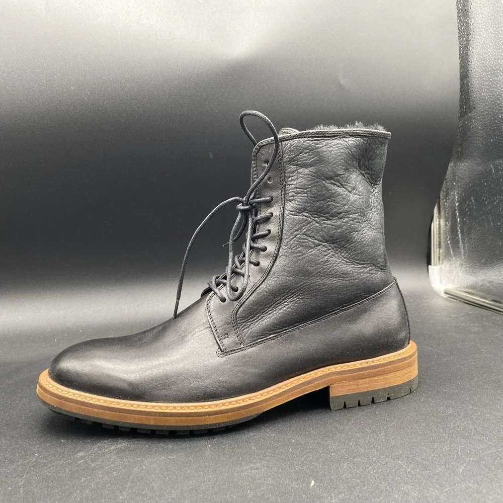 Aldo Scibelli‎ Men's Black Leather Lace-Up Boots US 9.5 New No Box